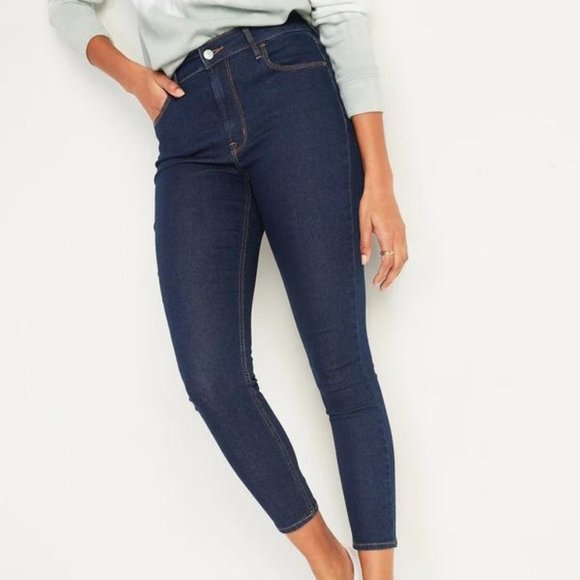 Old Navy Denim - Old Navy High-Waisted Dark-Wash Super Skinny Ankle Jeans for Women New